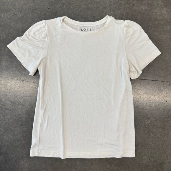 The Loft White Essentials Basic Stretch Knit Short Sleeve Casual Top Medium - Picture 1 of 5